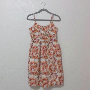 Cream Gap spaghetti strap dress with orange and red flowers size 4